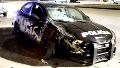 Un patrullero chocó contra un auto estacionado, que terminó contra un árbol y a su paso, embistió a un rastrojero