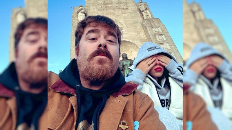 Migue Ganados y Nicki Nicole en el Monumento a la Bandera.