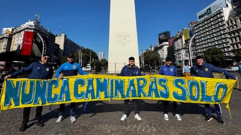 Hinchas de Central este sábado en el Obelisco de Buenos Aires.
